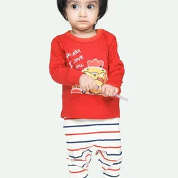 ariel Round Neck Pure Cotton Fleece T-Shirt With Pyjama Clothing Set-picture-11