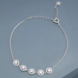Kushal's Fashion Jewellery 92.5 Sterling Silver Rhodium-Plated Zircon Link Bracelet-picture-57