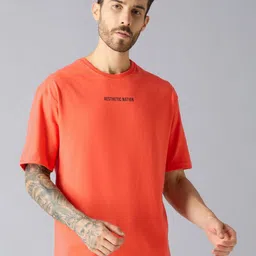 AESTHETIC NATION Men Typography Printed Round Neck Cotton Oversized T-shirt-picture-38