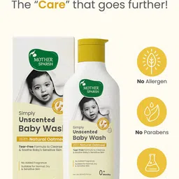 Mother Sparsh Unscented Baby Wash With Natural Oat Meal For Soft & Soothing - 200ml image 3