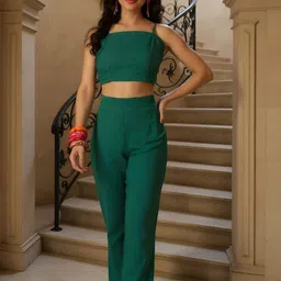 SZN Shoulder Straps Top & Trousers With Shrug Co-Ords image 5