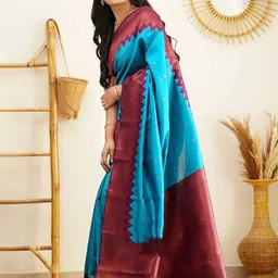 BerMondsey Ethnic Motifs Woven Design Zari Banarasi Saree image 3