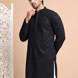 Anouk Men Floral Embroidered Sequinned Kurta image 4