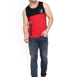 SLOWLORIS Pack Of 2 Printed Combed Cotton Gym Vests VSL26 CMB(CHS BLACK)(ADV BLACKRED) image 2
