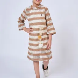 Peppermint Girls Striped Flared Sleeve Net Fit & Flare Dress image 4