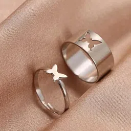 Ringzinnie Set Of 2 Butterfly-Shaped Couple Adjustable Finger Ring-picture-11