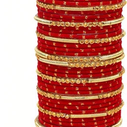 SAND Red Glass Artificial Stones & Beads Bangle image 2