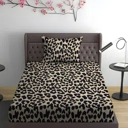 WEAVE AND DECOR Beige Printed 300TC Single Bedsheet & 1 Pillow Cover 90" x 60"-picture-23