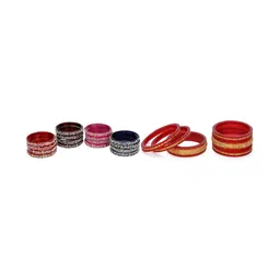 SOMIL Woman Set of 22 Red Glass Bangle-image-27