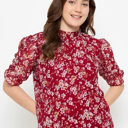 Imfashini Floral Printed Choker Neck Regular Top-picture-22