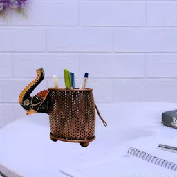 Indraj Premium Craft Brown Elephant Designed Pen Stand-picture-29