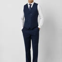 Van Heusen Checked Slim-Fit Single-Breasted Three Piece Party Suit image 5