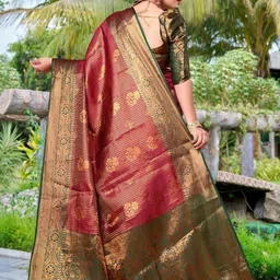 jayant creation Red Art Silk Barasi Sarees image 2