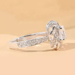 Designs & You Silver-Plated Crystal Stone Studded Anti Tarnish Adjustable Finger Ring image 3