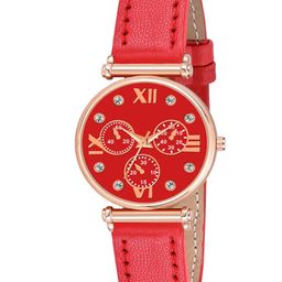 CSAMON Women Embellished Bracelet Style Straps Analogue Watch C34RG RED Mina Leather-picture-47