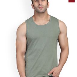 SLOWLORIS Pack Of 2 Printed Sleeveless Bio Washed Combed Cotton Gym Vests-picture-43