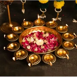 trendy abode Metal Flower Decorative Urli Bowl for Home Office and Table Decor Items Decorative Showpiece - 9 cm-picture-11