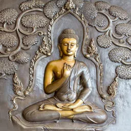 masstone Gold Buddha Sparkle Coated Self Adhesive Wallpaper Without Frame Digital Reprint 24 inch x 36 inch Painting image 2