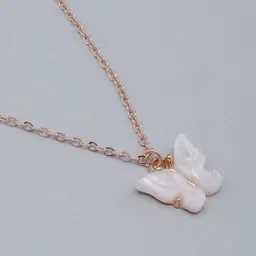 KPOP Rose Gold-Plated Stone Studded Butterfly Pendant With Chain image 5