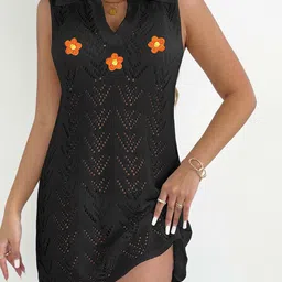 JC Mode Women Self Design V-Neck Swimwear Cover Up Top-image-53