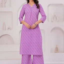 KALINI Women Striped V-Neck Mirror Work Pure Cotton Kurta with Palazzos-image-61
