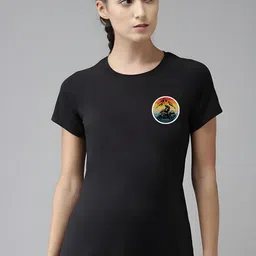 DressBerry Women Black Polyester Printed Tshirts image 4