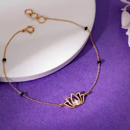 GIVA Women Gold Lotus Diamond Bracelet-picture-10