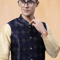 Jompers Woven Design Mandarin Collar Nehru Jacket image 4