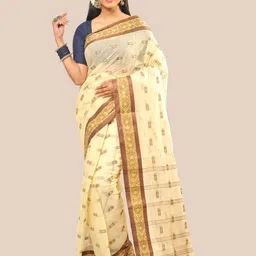 RAJ SAREE HOUSE Woven Design Pure Cotton Taant Saree-picture-21