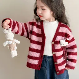 LULU & SKY Girls Striped Cardigan with Applique Detail-picture-37
