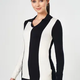 Annabelle by Pantaloons Women Colourblocked Shirt Collar Long Sleeves Fitted Tops image 4