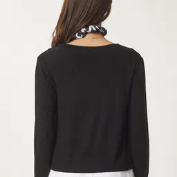 Happiness istanbul Siyah Women Long Sleeves Crop Cardigan Sweater image 2