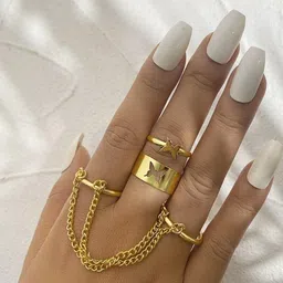 Arzonai Retro Cross Ring Finger Chain Adjustable Rings-image-15