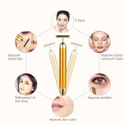 arpana bright T-Shaped Portable 24K Gold Facial Massager for Face Lifting, Wrinkle Reduction & Skin Firming image 5