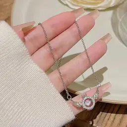 Fashion Frill Silver-Plated American Diamond Studded Necklace image 4