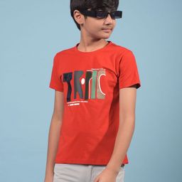 Crimsoune Club Boys Typography Printed Round Neck Slim Fit Cotton T-shirt-picture-23