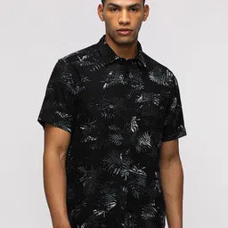 Crocodile Men Comfort Spread Collar Floral Printed Cotton Casual Shirt-image-73