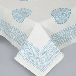 eyda White & Blue Ethnic Motifs 180 TC King Bedsheet with 2 Pillow Covers image 5