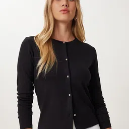 Happiness istanbul Women Solid Long Sleeves Round Neck Cardigan-picture-30