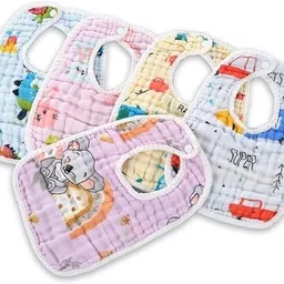 Soft Cotton Baby Feeding Bibs Pack of 3 | Ultra-Absorbent, Washable Muslin Bibs-image-21