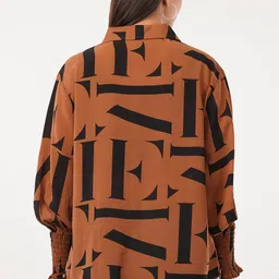 clobug Women Relaxed Fit Fit Printed Spread Collar Casual Shirt image 5