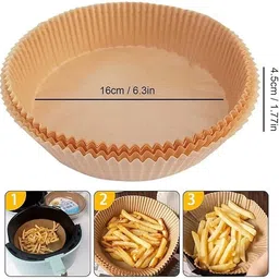 ycvariyaenterprise 100pcs Air Fryer Disposable Paper Liners Round Air Fryer Parchment Paper Airfryer Tray image 3