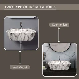 clayramic Premium Designer Ceramic(2 In 1)Wash basin With WastePipe & Coupling(M-Dd2-1004) (16x12x5)(M-DD2-1006-New) Wall Hung Basin image 3