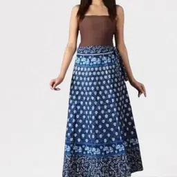 tankaviss Women Printed Regular Blue Skirt image 1