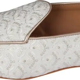 Tanny Shoes Men's Fabric Material ALL Over Embroidered Slip On Jutti Loafers For Men image 3