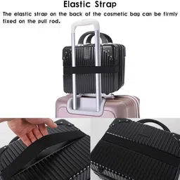 enncozy Portable Makeup Case Hand Makeup Case Suitcase Elastic Band Travel Toiletry Kit Waterproof Multipurpose Bag image 3