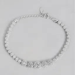 Zavya Women Silver-Toned Cubic Zirconia Rhodium-Plated Charm Bracelet image 4