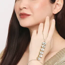 OOMPH Women Set Of 2 Kundan Link Bracelets image 4