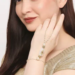 OOMPH Women Set Of 2 Kundan Link Bracelets image 5