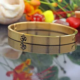 Lila Unisex Stainless Steel Om Dotted-Pattern Kada Bracelet-picture-37